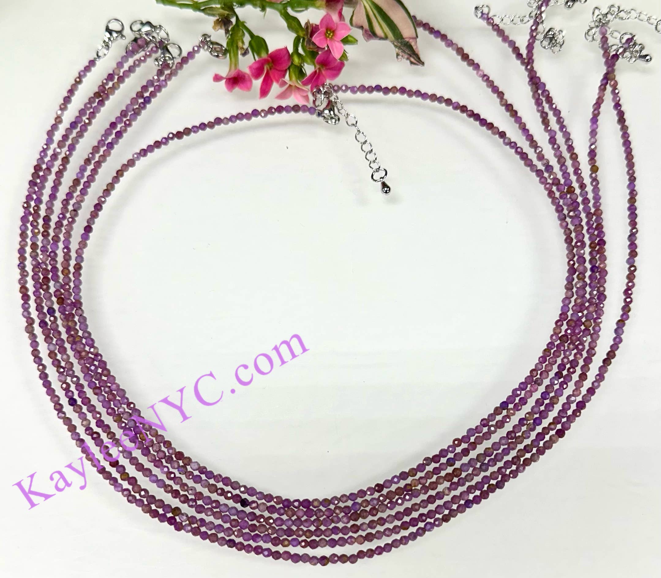 KayleeNYC - Wholesale Beaded/Pearl Necklace - 2mm Natural Phosphosiderite Necklaces Crystals Healing