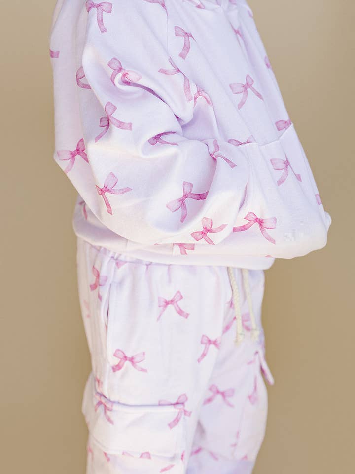 Cargo Jogger Set | Pink Bows for wholesale by Lucky Panda Kids