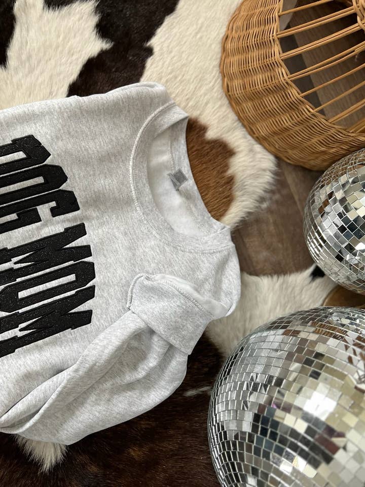 Dog Mom Black Sparkle | Handmade for wholesale by The White Stitch