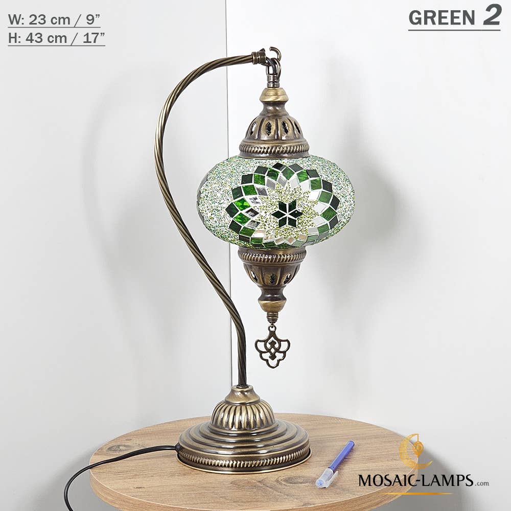 Mosaic Lamps - Wholesale Accent/Desk Lamp - 10+Colors - Gooseneck Large Globe Mosaic Table Lamp, Turkish23