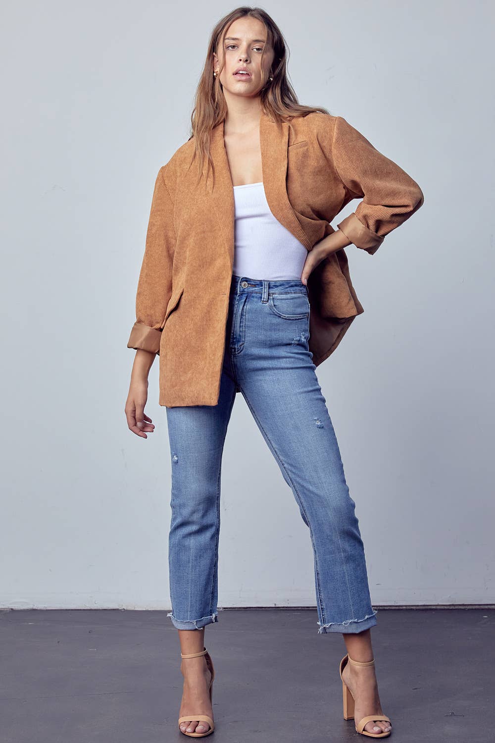 Kameel Oversized corduroy blazer - Camel voor groothandel op Faire6