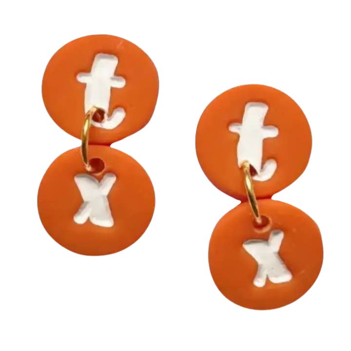 Burnt Orange TX Dangles | Game Day Jewelry, Team Color Gifts for wholesale by Sweet Tree
