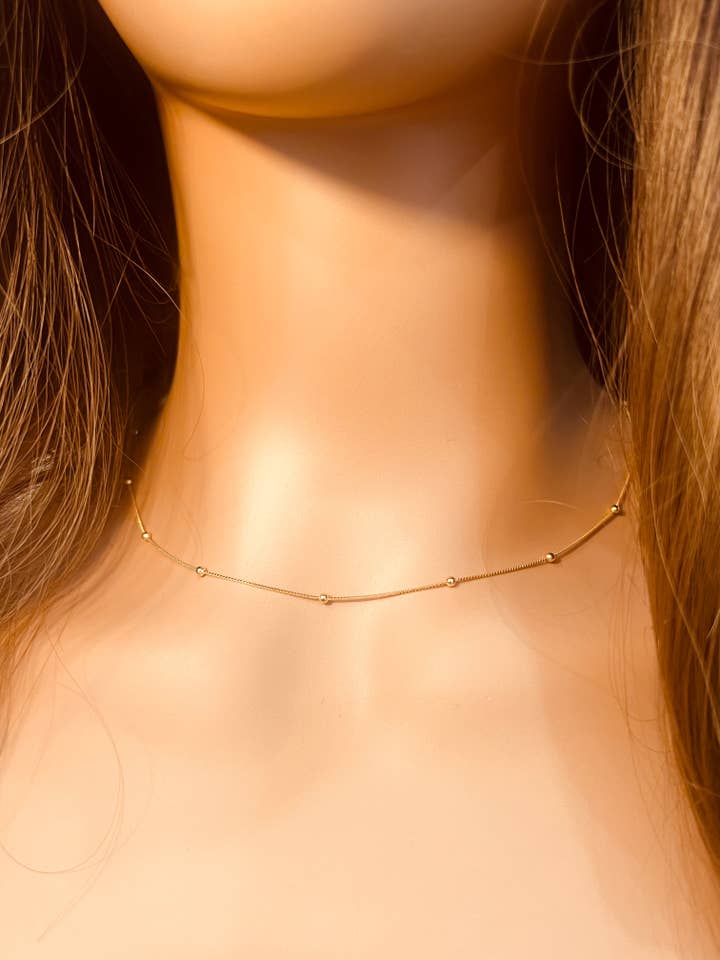 Gold Filled Box & Ball Necklace | Dainty Layering Chain for wholesale by Haus of Monogram