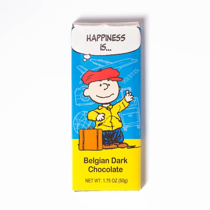 Peanuts Travel 1.75Oz Charlie Brown Dark Chocolate Bar for wholesale by Astor Chocolate Corp.