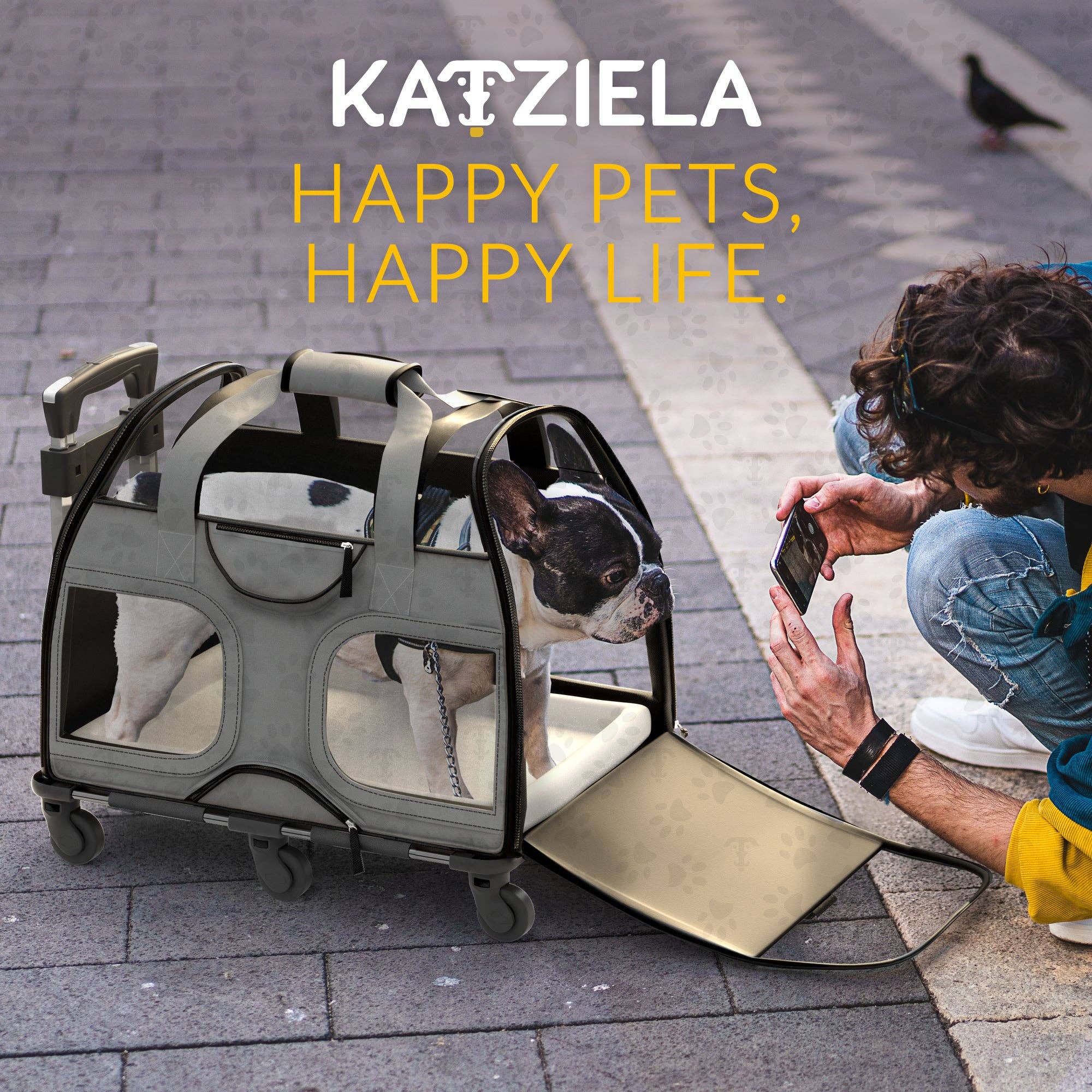 Katziela - Vente Caisse de transport – chat et chien - Sac de transport pour animaux Luxury Rider avec roulettes amovibles - 4 couleurs25
