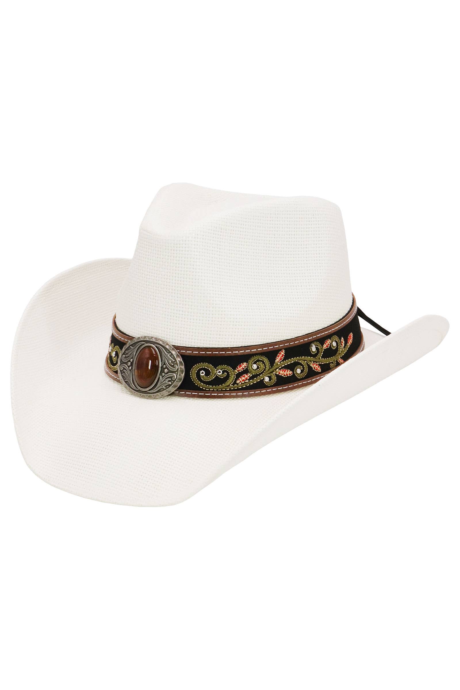 Cap Zone – Engroshandel Cowboyhat - Dame – Bronzeret ravfarvet concho blomsterbælte cowboyhat29