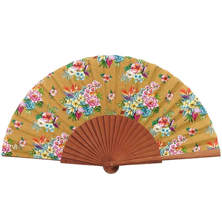 Vent de Bohème - Wholesale Handheld folding fan - TAÏNA wooden and cotton canvas fan1