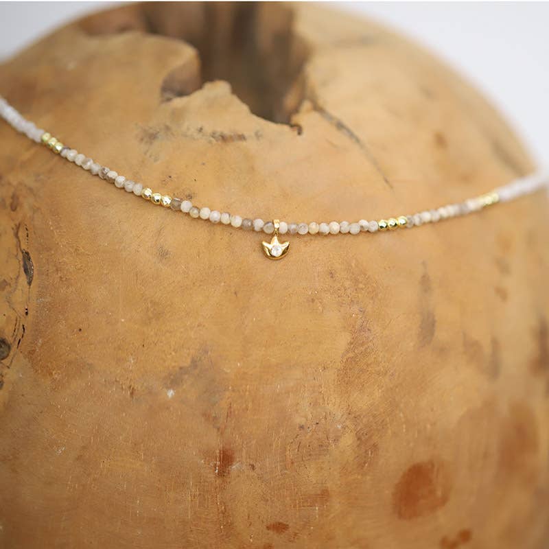 MOONSOON - Wholesale Pendant/Charm Necklace - Lotus Necklace Labradorite Moonstone.1