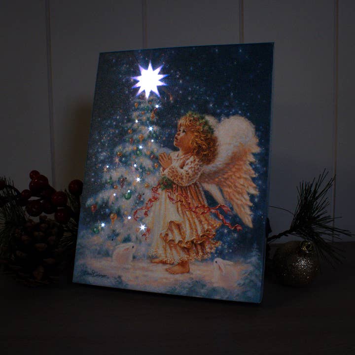 Glow Decor - Wholesale Christmas Decoration - Christmas Wish 8x6 Lighted Tabletop Canvas