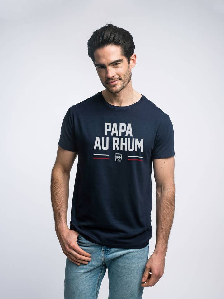 T-SHIRT NAVY HOMME PAPA AU RHUM pour la vente par Le Roi du T-shirt