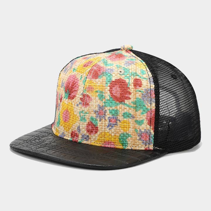 ACCITY - Wholesale Trucker Hat - Unisex - Printed Straw Mesh Baseball Cap, Summer Unisex_CWAH1628