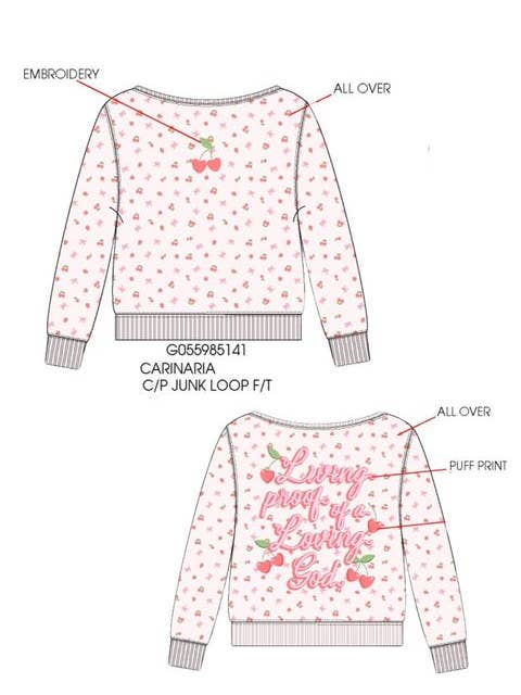 Paper Flower - Wholesale Sweatshirt - Kids - Micro Berry All Over Print Wide Neck Sweatshirt Tween Girls2