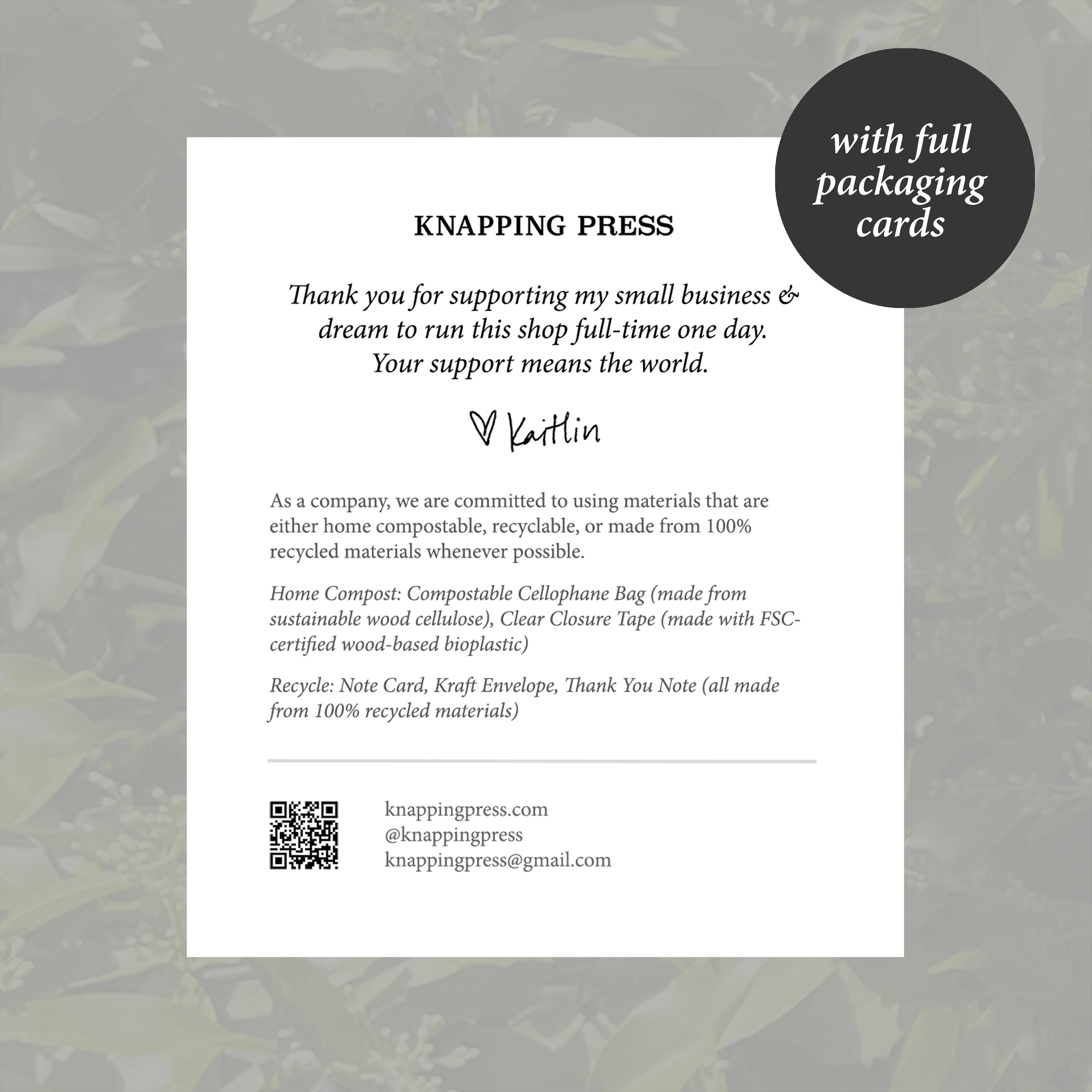 Knapping Press - Wholesale Stationery/Notecard Set - 100% Recycled Natural Dye Card - Horizontal Stripes4