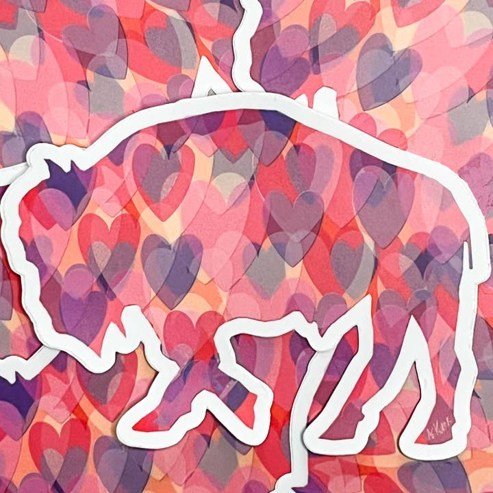 Heart Buffalo Bison Die Cut Waterproof Vinyl Sticker for wholesale by Alison E. Kurek
