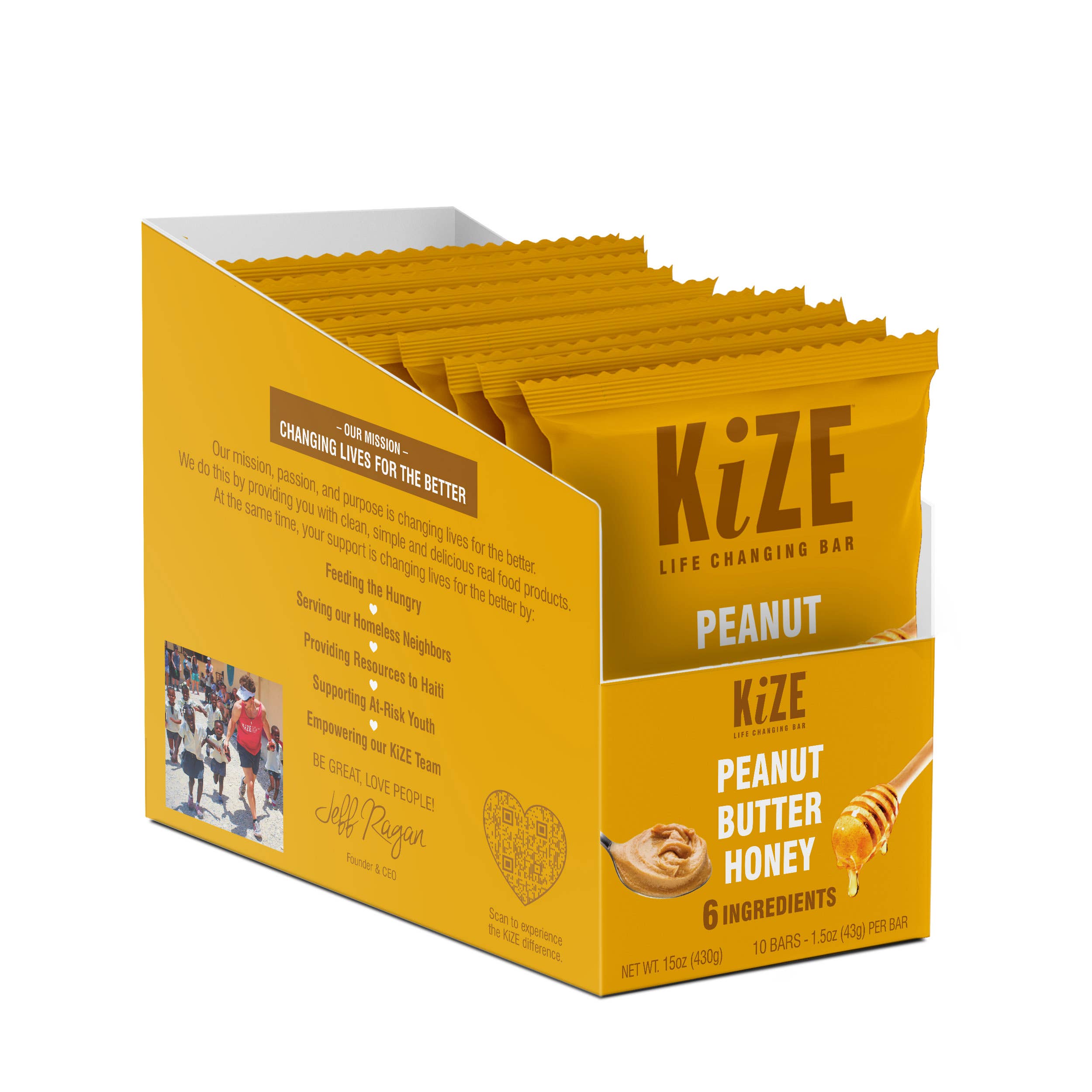 KiZE Life Changing Bars - Wholesale Snack Bar - Peanut Butter Honey, Protein Snack Bar, 1.5oz, 10ct1