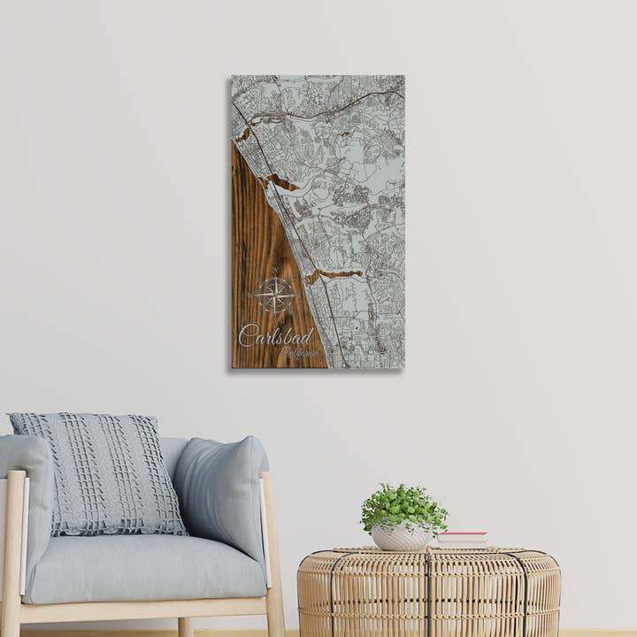 Kalifornien: Carlsbad Street Karta för wholesale av Fire & Pine