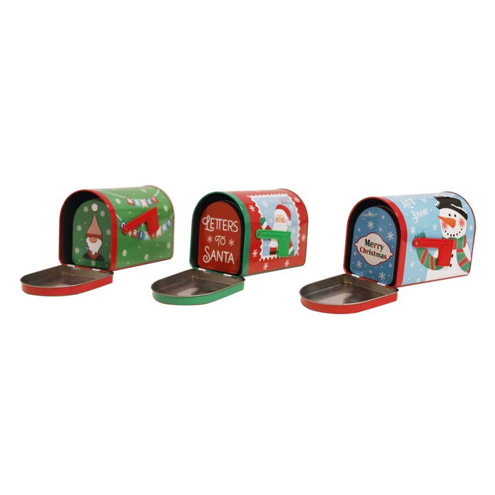 DAHO - Wholesale Christmas Decoration - DaHo Christmas Holiday Mailbox Tin 3 Design ASST 2 Sizes Set1