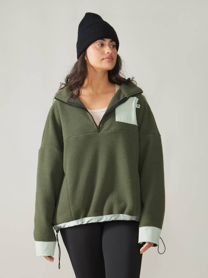 Sutton Polar Fleece Pullover - Forest Moss for wholesale by Rose Boreal