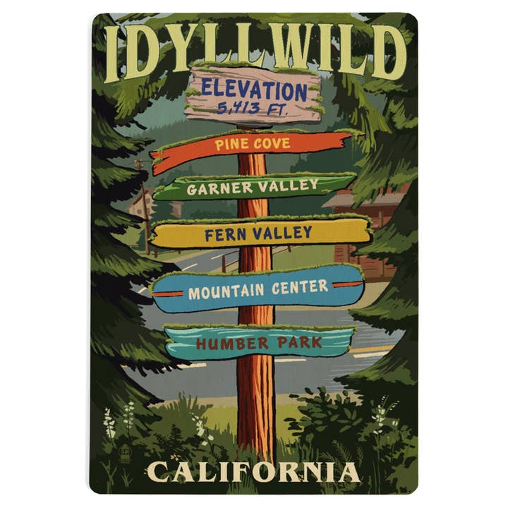 CARTOLINA IN LEGNO Idyllwild, California, Destinazioni per la vendita all'ingrosso da parte di Lantern Press