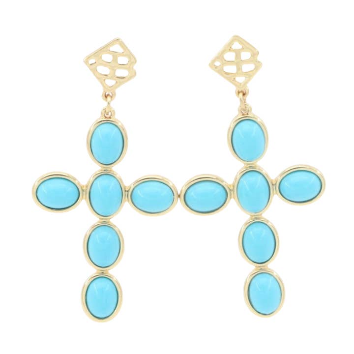 Türkisfarbene Cabochon-Kreuz-Ohrringe für den Großhandel von Brianna Cannon