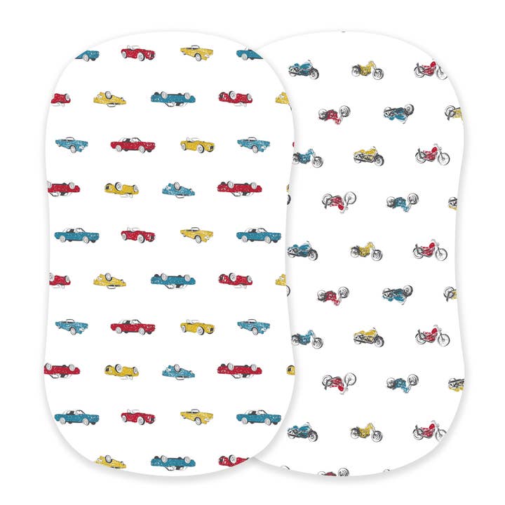 Newcastle Classics - Wholesale Cot/Crib Sheets - Vintage Muscle Cars & Vintage Motorcycles Bassinet Sheets