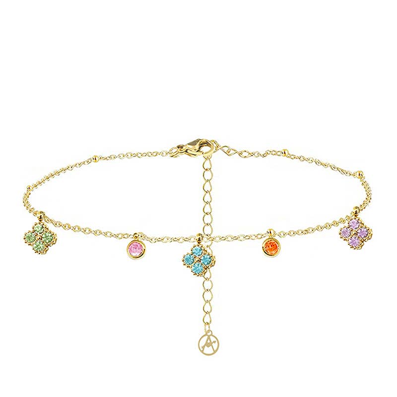 AMORINO SRL - Wholesale Bedelarmbandje - ARMBAND MET HANGENDE KLAVERTJES IN ZIRKOON - YC25624B2573