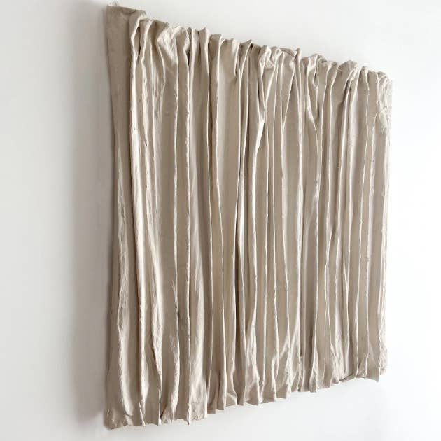 Kimberly George Art – wholesale Wall Accent – "Linear" - Beige - Fabric & Plaster on Canvas4