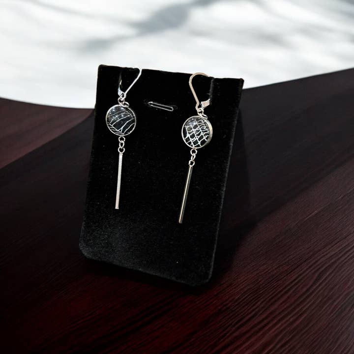 Hell Kitten RVA - Wholesale Dangle Earrings - Real Spiderweb Vertical Bar Dangles3