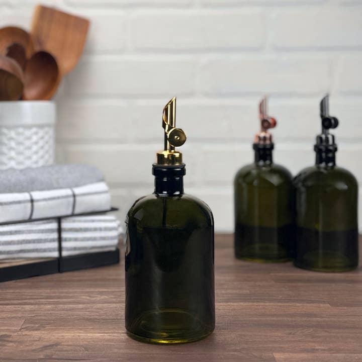 The Bottle Shoppe - Wholesale Oil/Vinegar Dispenser - 16-ounce Vintage Green Bottle with Weighted Pour Spout