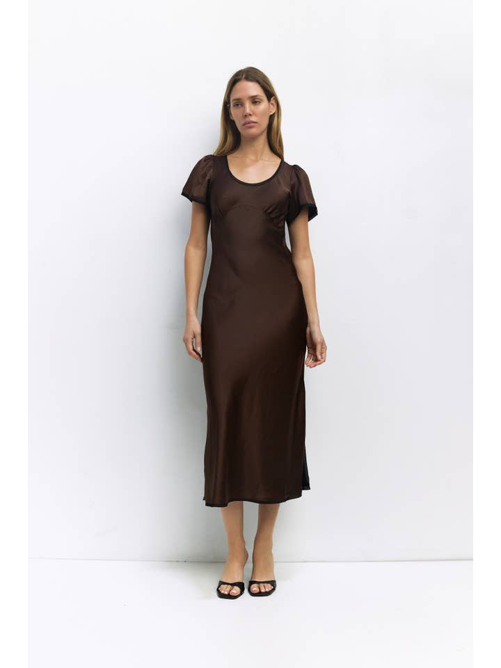 MOD REF - Venta al por mayor Vestido - Mujer - El Vestido Stephanie | Vestido de Satén con Ribete en Contraste