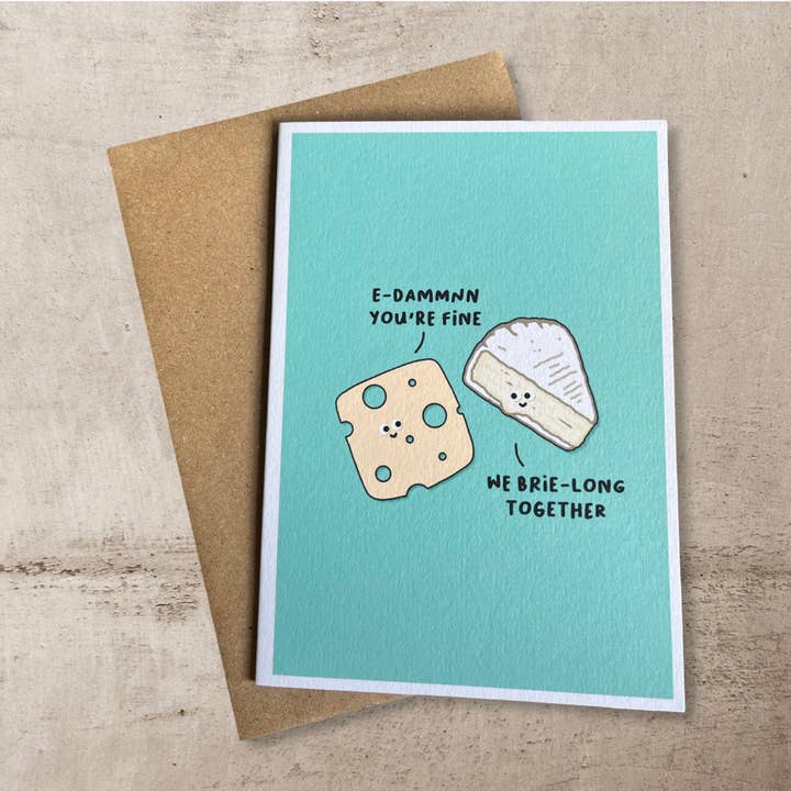 Stiamo insieme come il brie - Biglietto di San Valentino per la vendita all'ingrosso da parte di Back To The Drawing Board Illustration