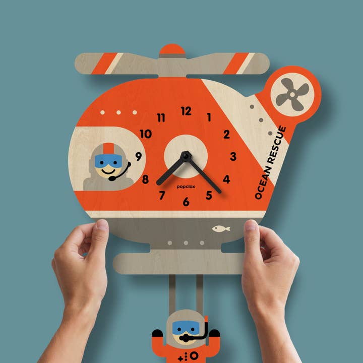Popclox – Engroshandel Vægur – Helikopter Pendul Ur - Træ