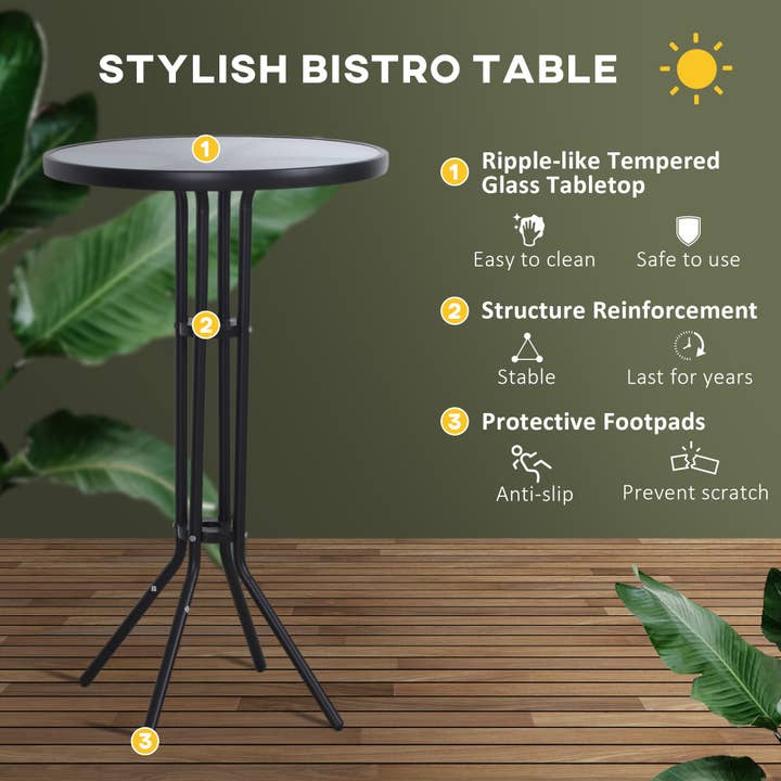 39F Inc. - Wholesale Patio Set - 3-Piece Bar Height Outdoor Bistro Set Round Patio Pub Table