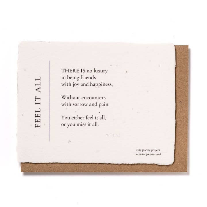 tiny poetry project - Wholesale Friendship Card - Feel It All: Plantable Wildflower Encouragement Card