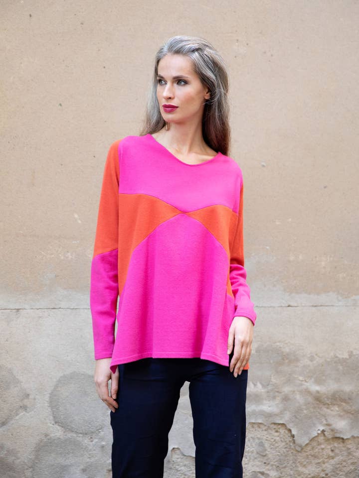 PULLOVER PINK/ORANGE LOVE for wholesale by JANNA LENARTZ