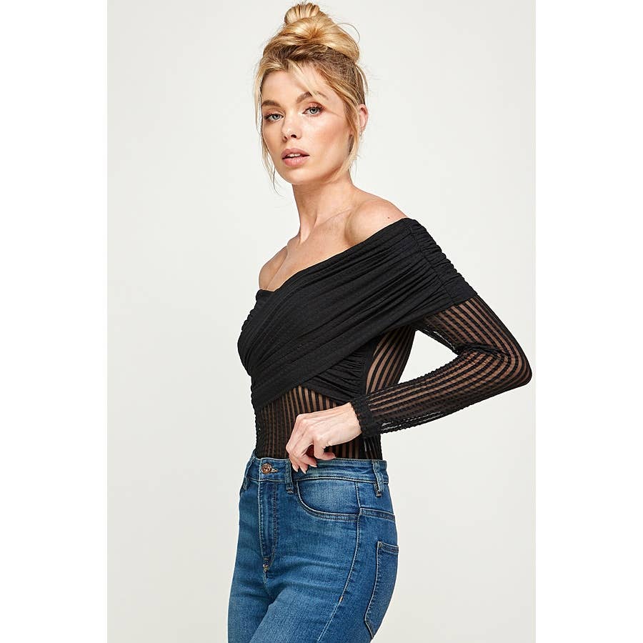 Schwarz Schulterfreier Body für den Großhandel auf Faire6