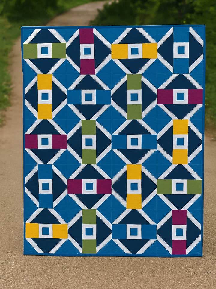 Caminos, patrón de colcha geométrica moderna para venta al por mayor de HBL Designs/Handwoven By Leah