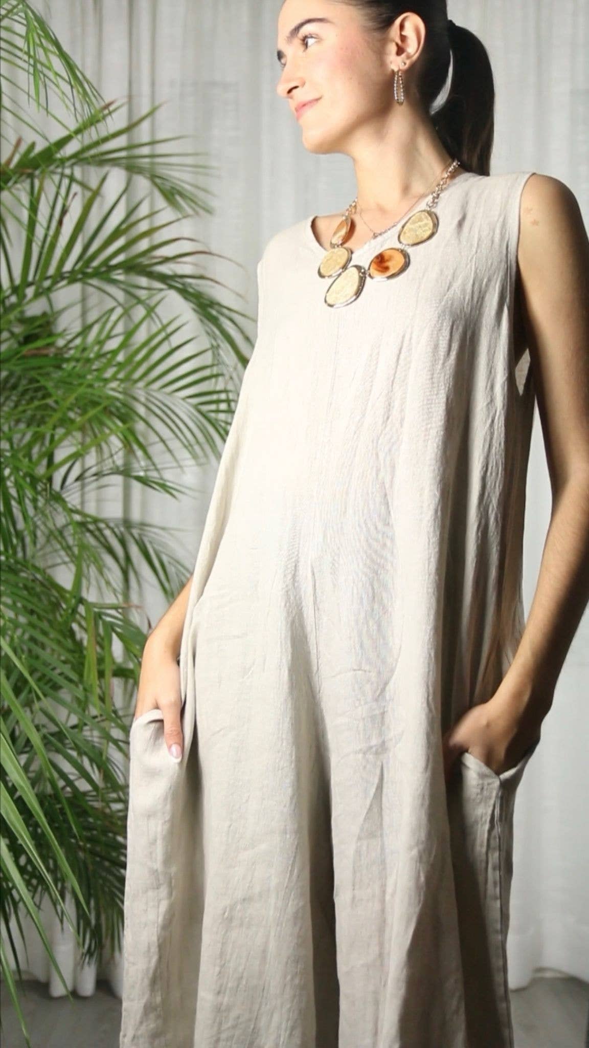 Linen & More - Wholesale Dress - Women's - REF 14580 SLEEVELESS JUMPSUIT 100% LINEN6