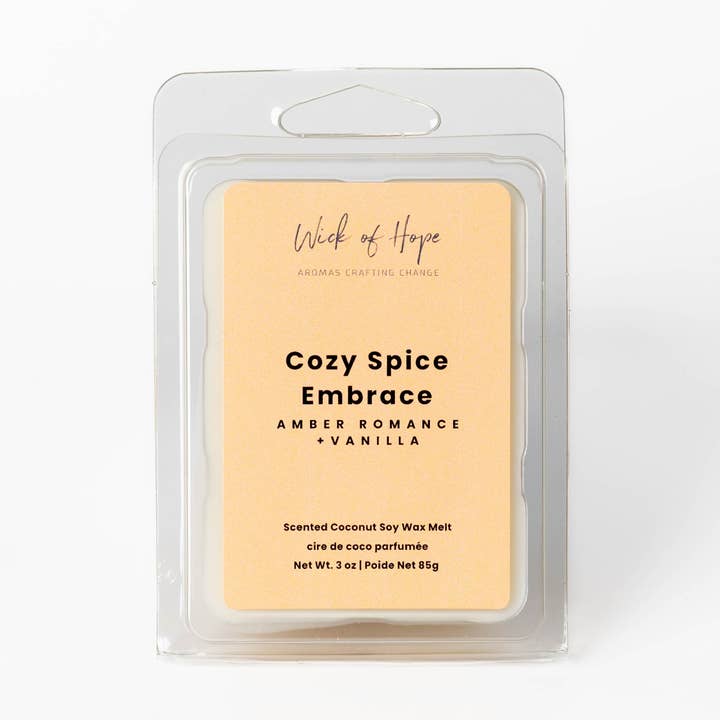 Cozy Spice Embrace Wax Melt | Amber Romance + Vanilla for wholesale by Wick of Hope