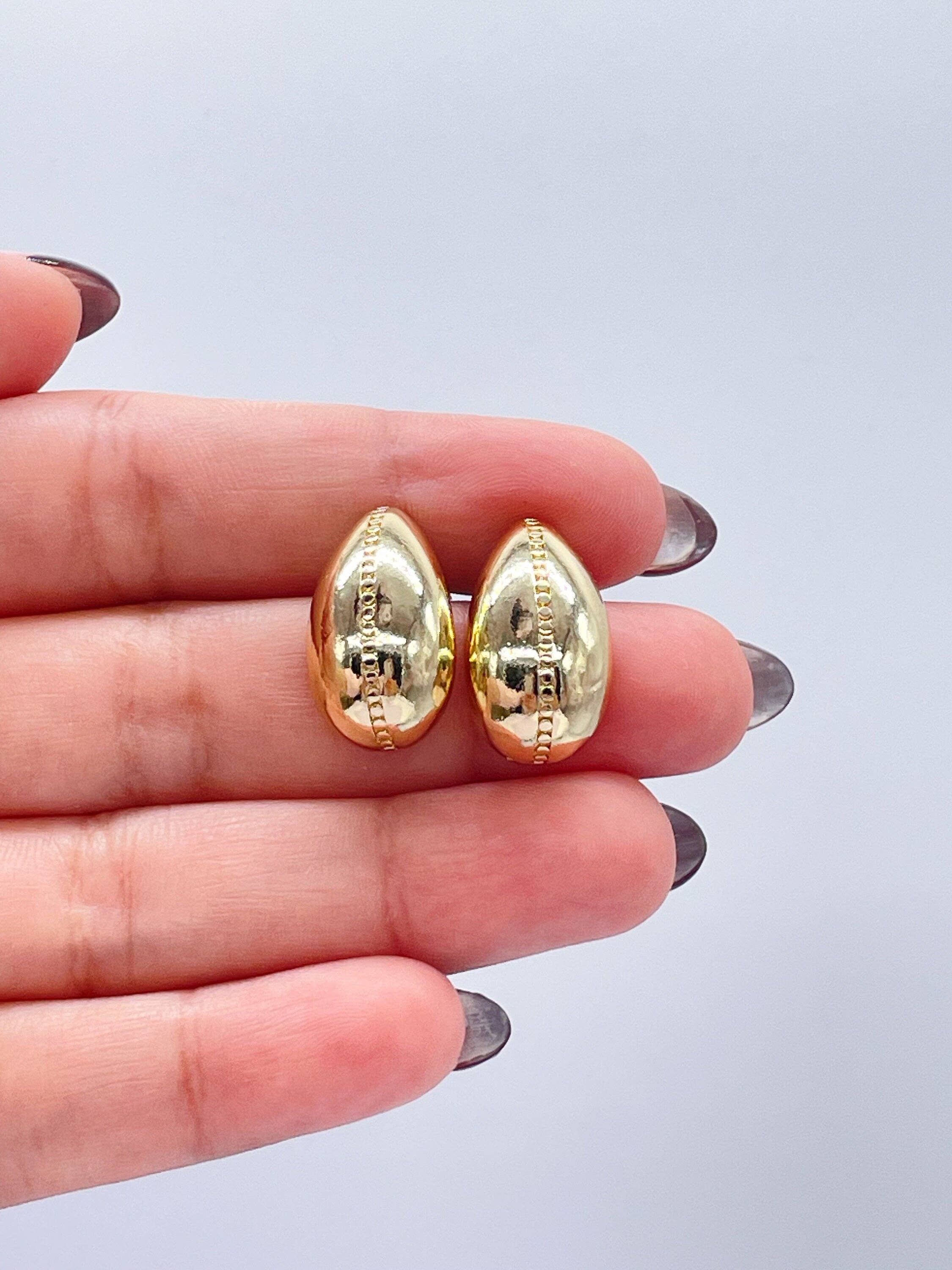Milie - Venta al por mayor Pendientes colgantes - Pendientes de botón en forma de lágrima de 18k GF: Joyería delicada2