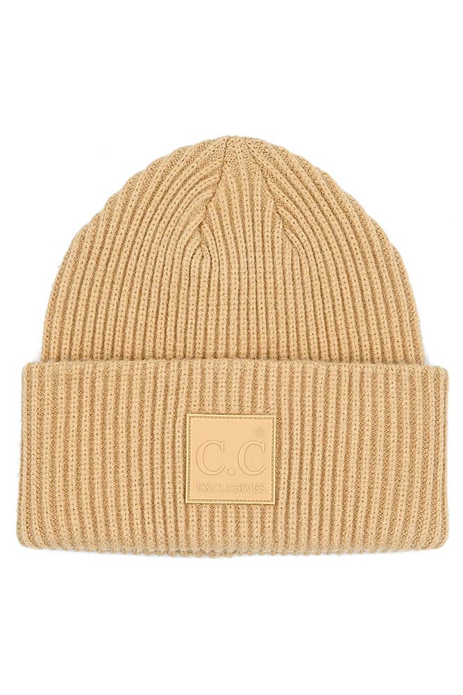 Hana - Wholesale Beanie - Women's - C.C Solid Ribbed Knit Beanie With Rubber Patch8
