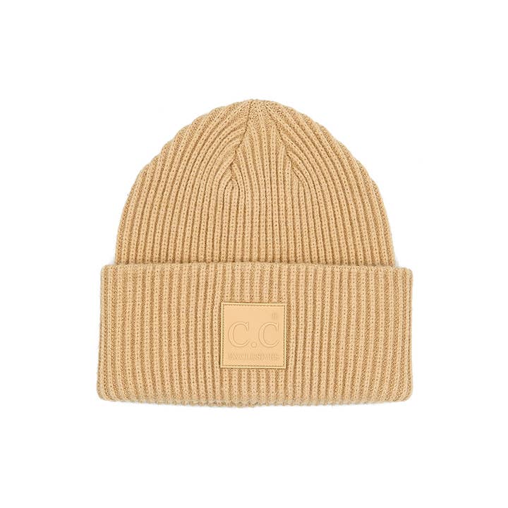 Hana - Wholesale Beanie - Women's - C.C Solid Ribbed Knit Beanie With Rubber Patch8