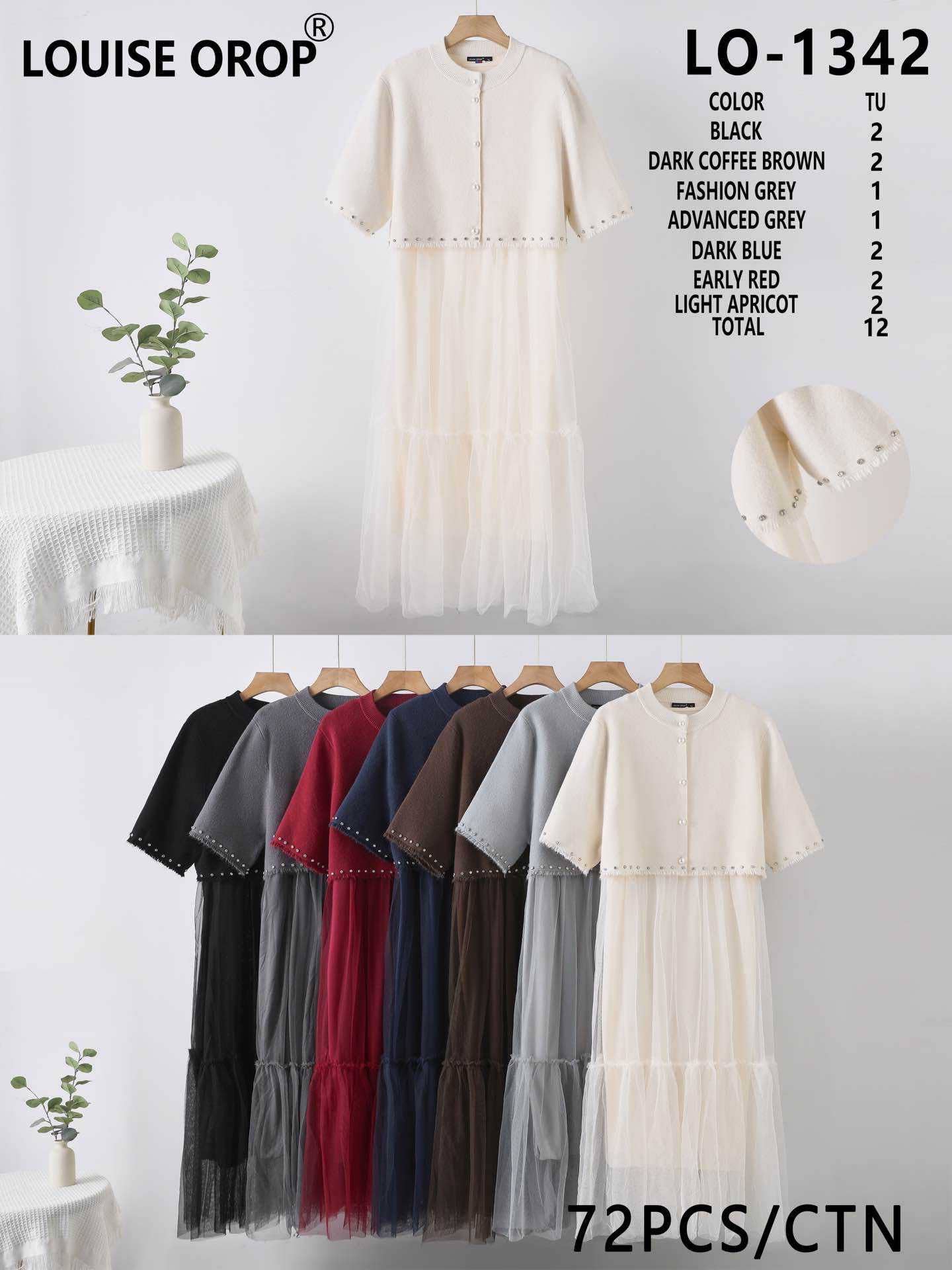 SWEET MAGIC MODA Y COMPLEMENTOS - Wholesale Dress - Women's - KNIT DRESS WITH TULLE SKIRT0