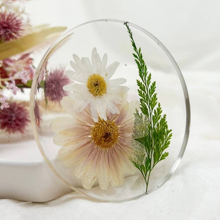 Onderzetter met echte gedroogde bloemen - neutrale mix voor wholesale door Rooted