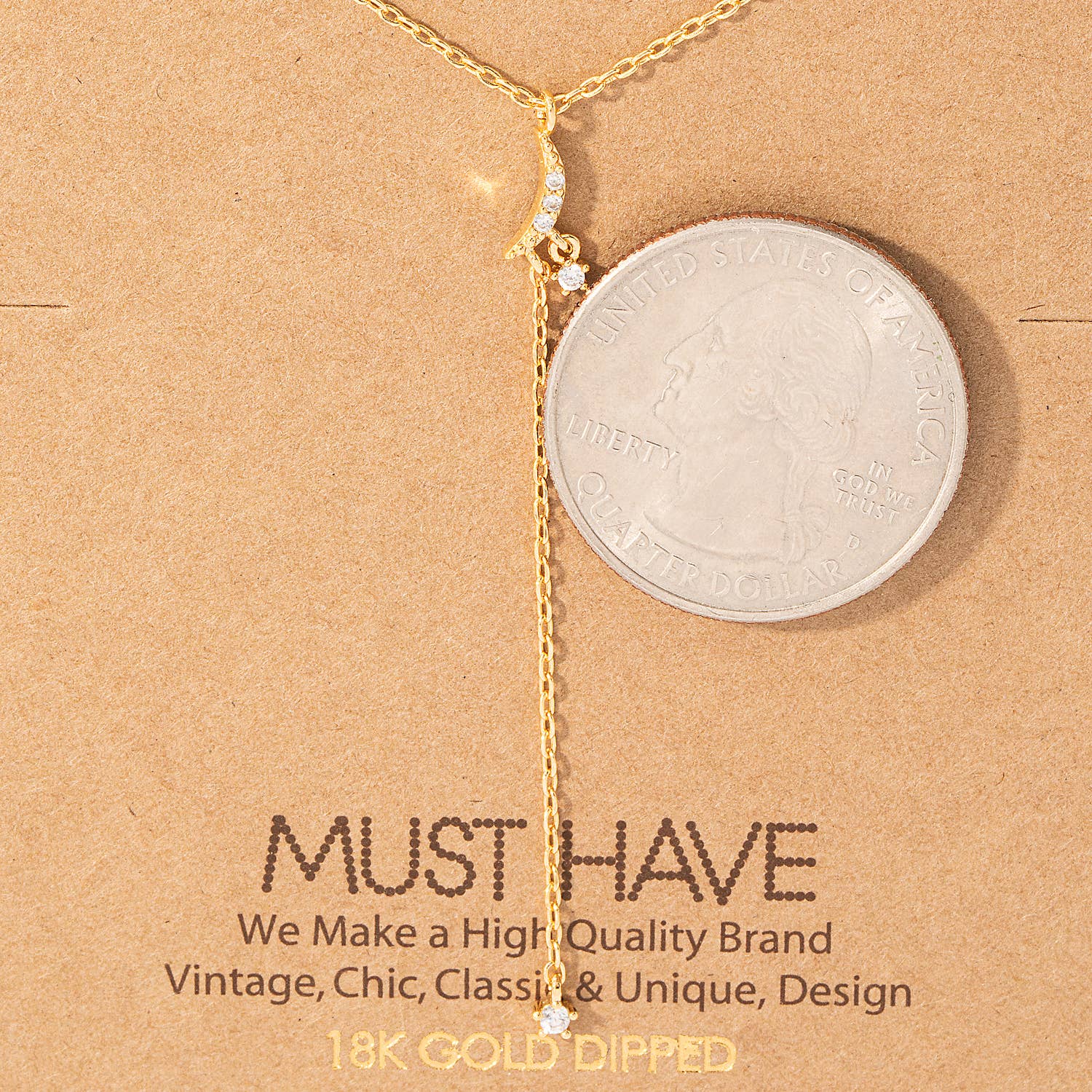 Fame Accessories – wholesale Y-ringat halsband – Läckra kedja Crescent Moon Y halsband1