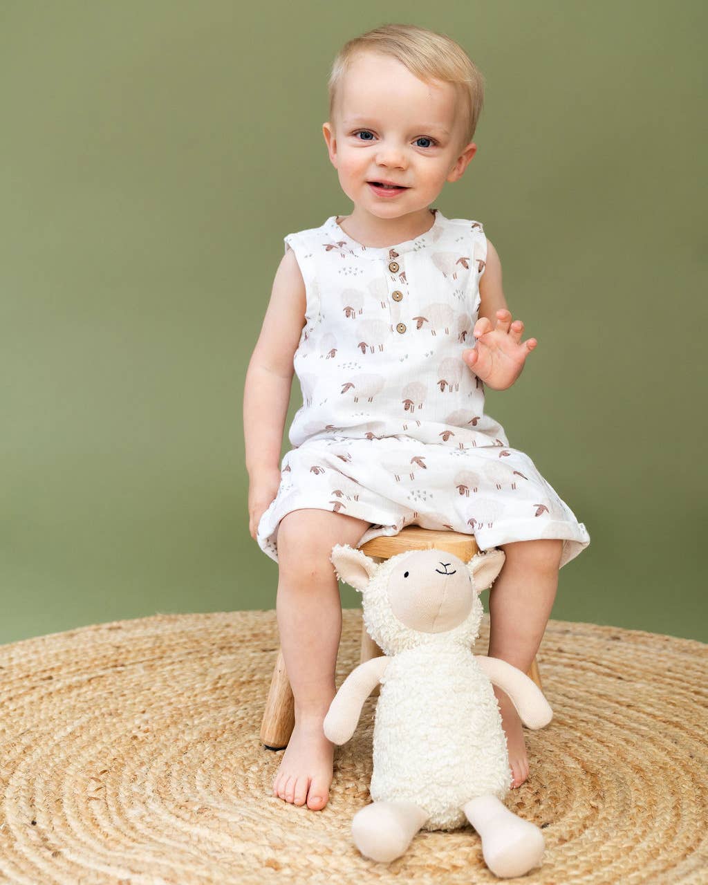 Natural Luna Wooly Lamb Sherpa Knit Stuffed Animal Soft Toy Organic for wholesale on Faire4