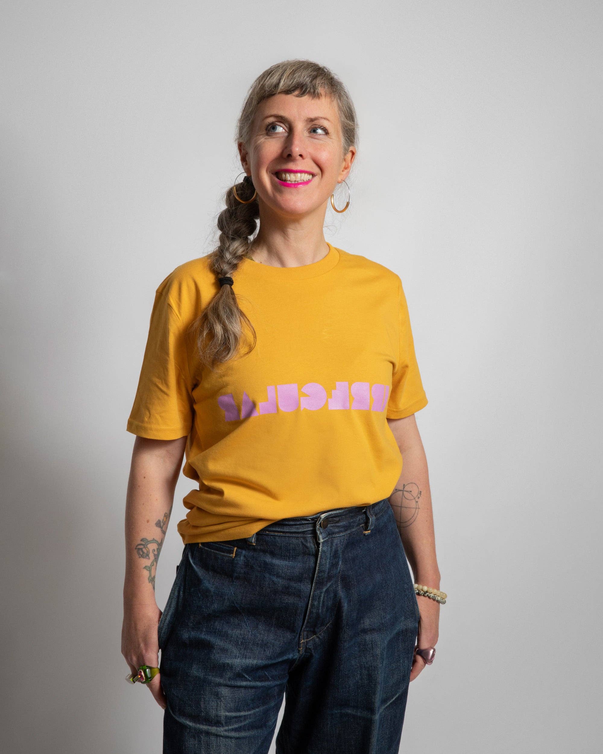 Irregular Sleep Pattern – wholesale Screen printed t-shirt – unisex – Regular-fit Irregular T-shirt in Mustard1