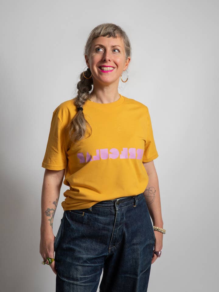 Irregular Sleep Pattern – wholesale Screen printed t-shirt – unisex – Regular-fit Irregular T-shirt in Mustard1