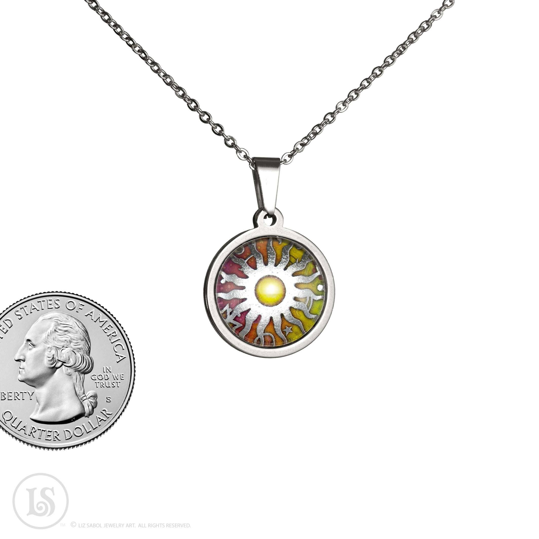 Liz Sabol Jewelry Art - Wholesale Pendant/Charm Necklace - Celestial Centered Sun, 19mm, Pendant2
