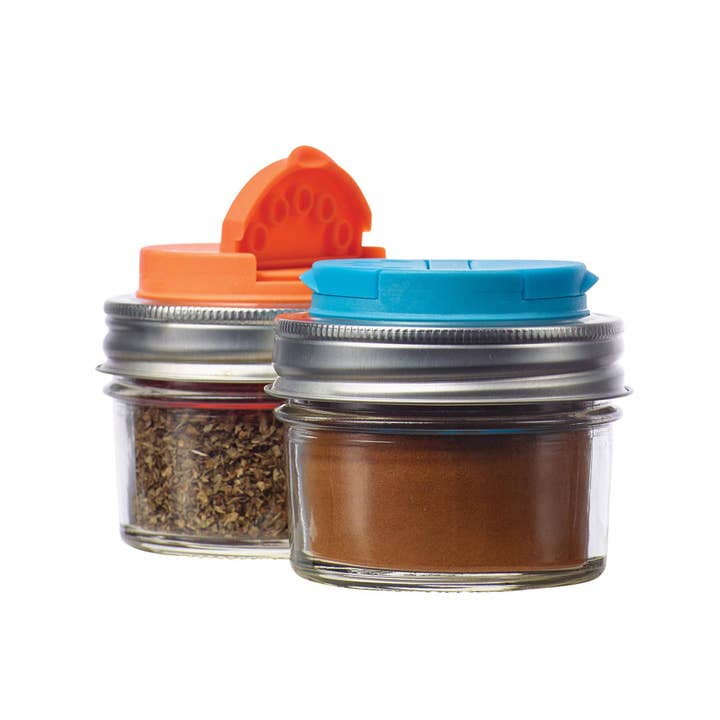 Fox Run Brands - Wholesale Food Storage Container - Jarware Spice Lid for Regular Mouth Mason Jar, Orange, Blue